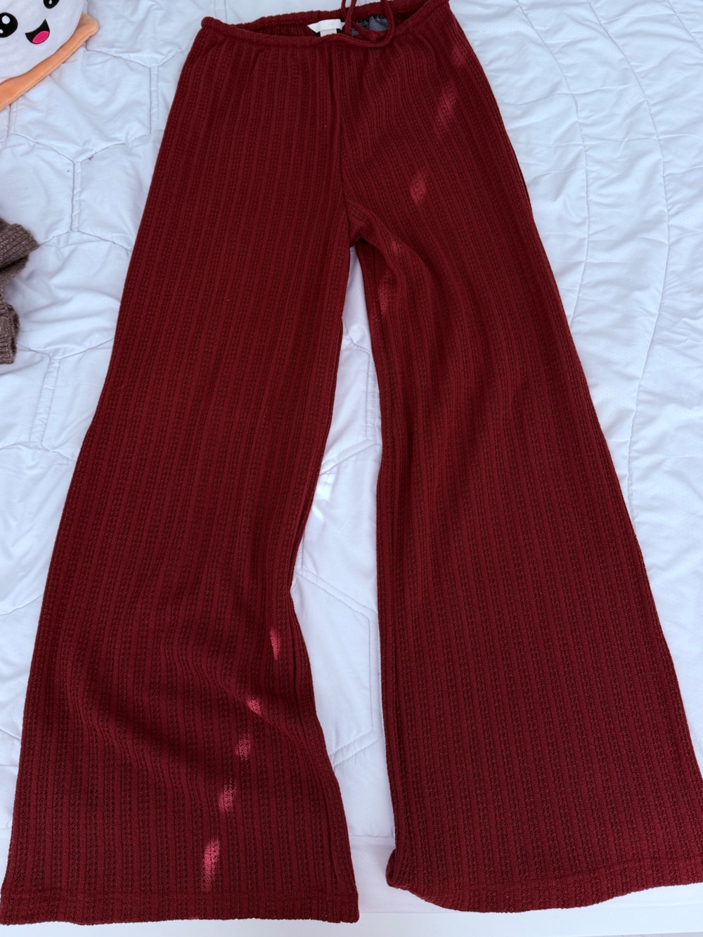 H&M red Knit Wide-Leg Pants